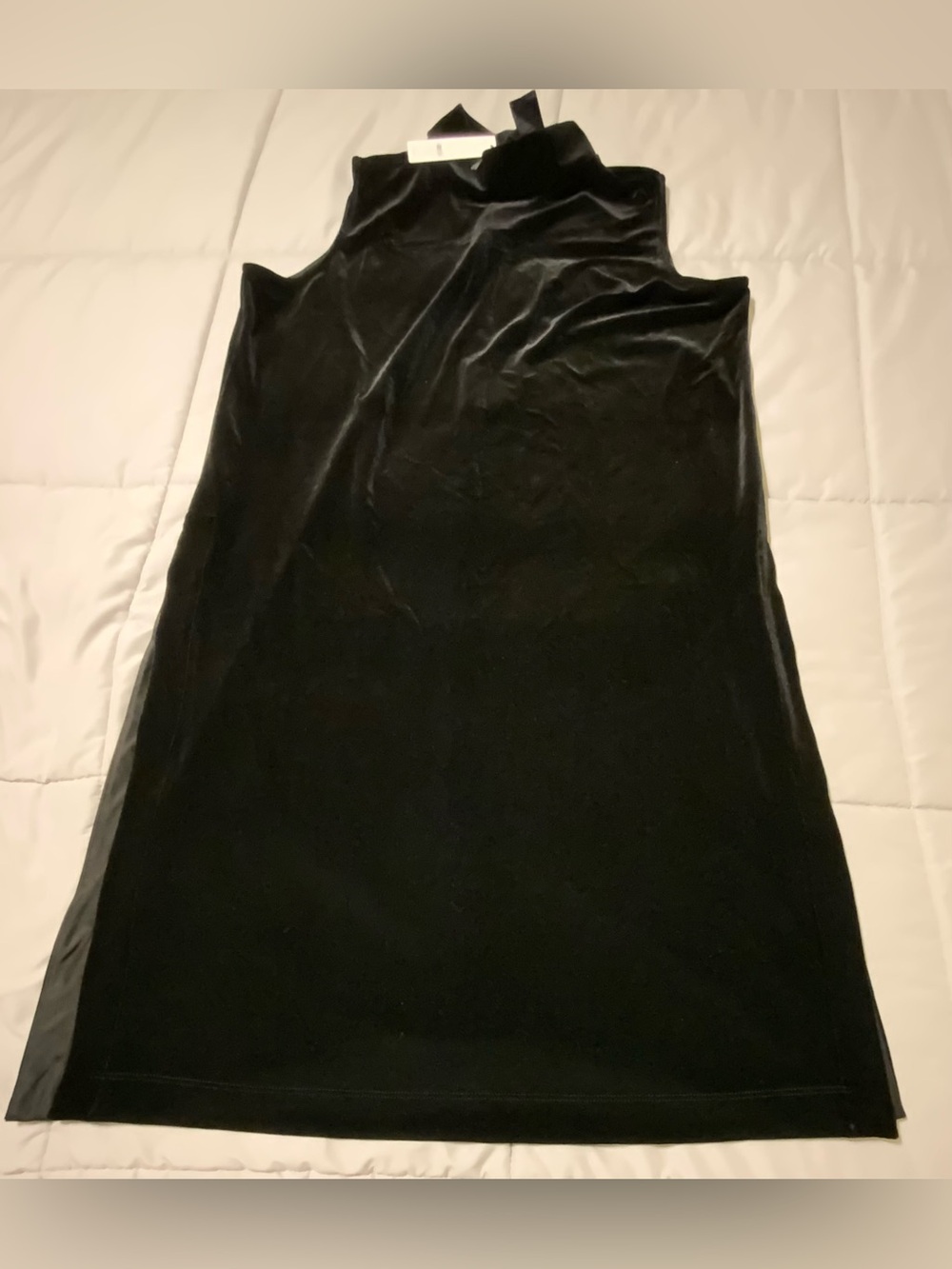Chico's Black Velvet Sleeveless Mock Neck Long Tunic Top Size XL